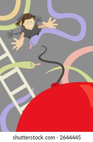 Girl releasing a red balloon in a playground