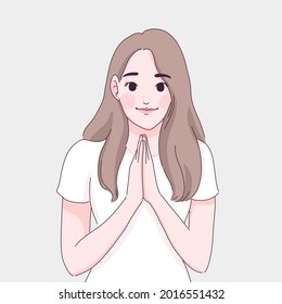 Girl respect character design of vector. Cartoon illustration.
