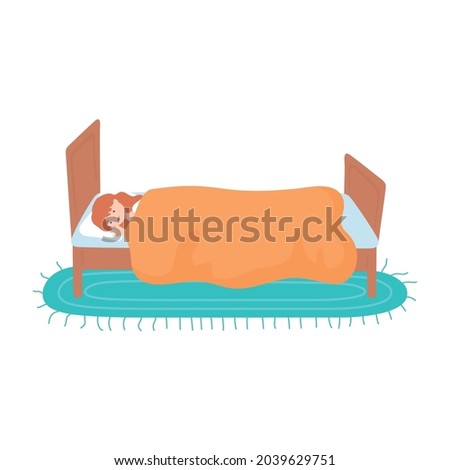 girl resting in the bed, isolated