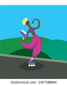 girl resting and rollerblading cool