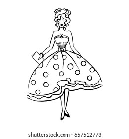 Girl in retro. Retro look. Back to sixties