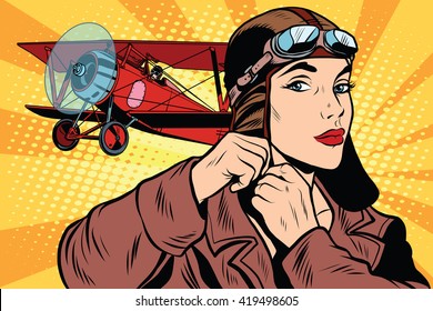 Girl retro military pilot