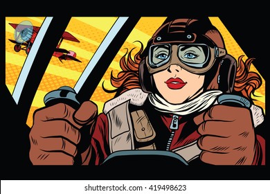 Girl Retro Military Pilot