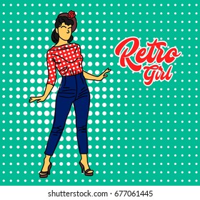 girl in retro style vector design