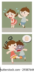 girl revenge boy who tease her cartoon vector