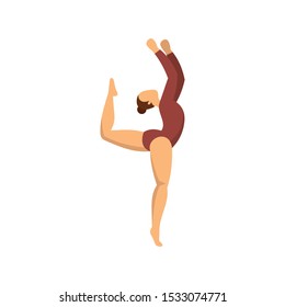 Girl rhythmic gymnastics icon. Flat illustration of girl rhythmic gymnastics vector icon for web design