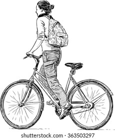 girl rides a bicycle