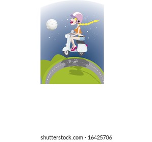 girl rides moon