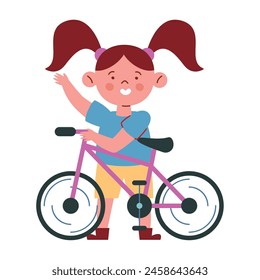 girl riding bicycle illustration isolated design
