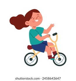 girl riding bicycle isolated design