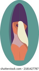 girl riding a board illustration vector icon