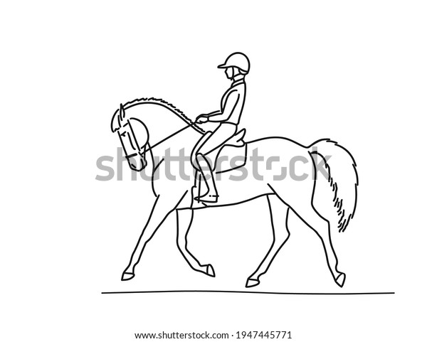 Girl Riding Dressage Horse Vector Illustration Stock Vector (Royalty ...