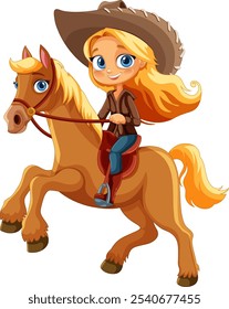 Girl riding a horse with joy