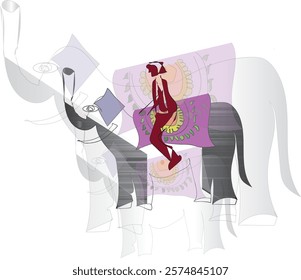 a girl riding on an elephant