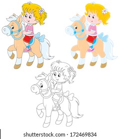 Girl riding a pony