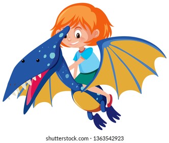 A girl riding Pteranodon illustration