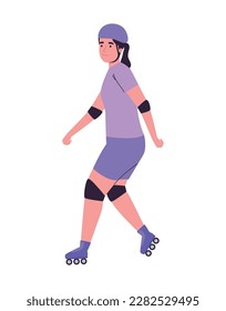girl riding roller skates icon isolated