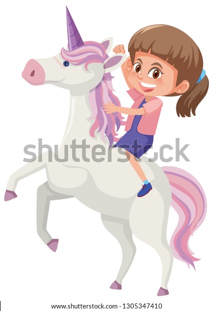 Girl Riding Unicorn Illustration Stock Vector (Royalty Free) 1305347410 ...