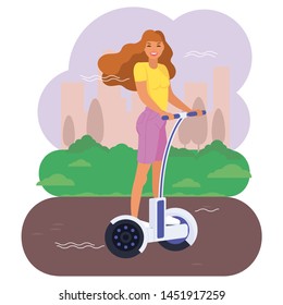 A girl riding wheel hoverboard