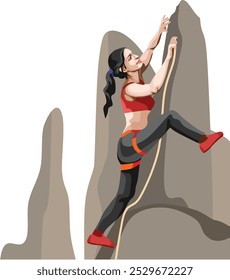 Girl Rock Climbing Sport Vector Action