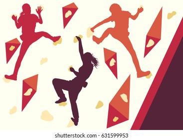 Girl rock climbing vector background abstract poster