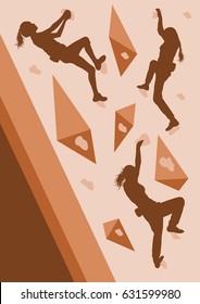 Girl rock climbing vector background abstract poster
