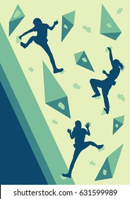 Girl rock climbing vector background abstract poster