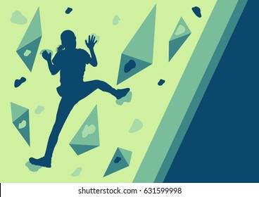 Girl rock climbing vector background abstract poster