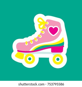 Girl Roller Blade Icon. Vector