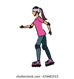 girl roller skate activity hobby sport