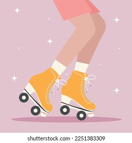 Ilustración vectorial de patinaje sobre patinaje sobre ruedas