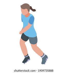 Girl rollerblade icon. Isometric of girl rollerblade vector icon for web design isolated on white background