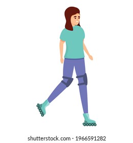 Girl rollerblading activity icon. Cartoon of Girl rollerblading activity vector icon for web design isolated on white background