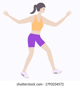 Girl rollerblading - isolated on white background - vector.