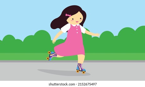 girl rollerblading in the park