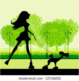 Girl rollerskating in the park