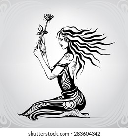 Girl Rose Hands Stock Vector (Royalty Free) 283604342 | Shutterstock