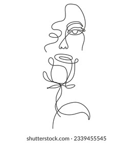 girl with rose, unique image, vector graphics, flower, print on clothes, eye, girl