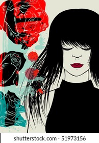 Girl with the roses
