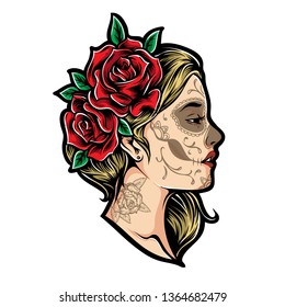 girl roses vector