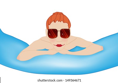 Girl in a rubber swimming pool