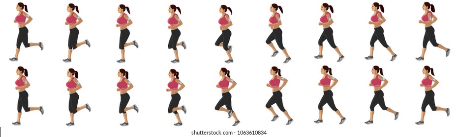 Girl run cycle animation sprite sheet