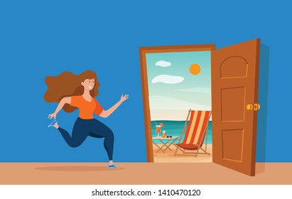 Cartoon Girl Opening Door Images Stock Photos Vectors