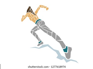 Girl run vector icon isolated on white background - stylized image.