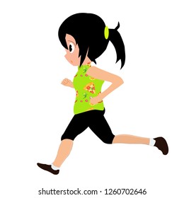 The girl is running.