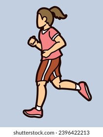 A Girl Running Action Movement Cartoon Sport Graphic Vector