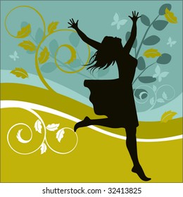Girl running with arms outstretched