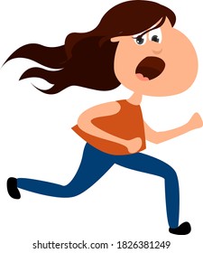 Girl running away, illustration, vector on white background