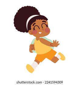 girl running back to school icon isolated