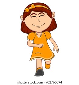 A girl running cartoon vector illustration